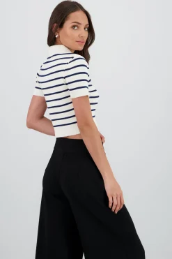 Shasa Short Sleeve Knit Top with Buttons