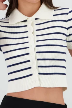 Shasa Short Sleeve Knit Top with Buttons