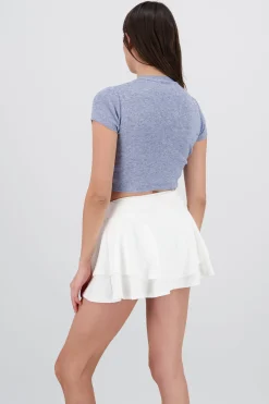 Shasa Short Sleeve Knit Top with Bow Detail