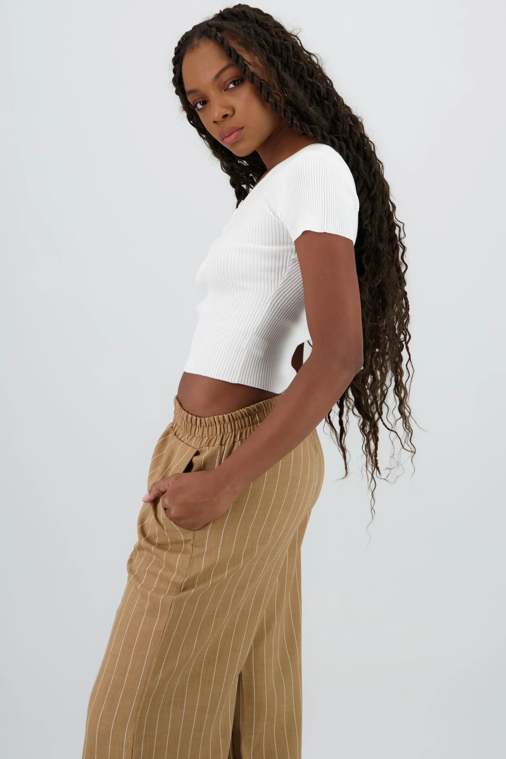 Shasa Short Sleeve Knit Top with Buttons