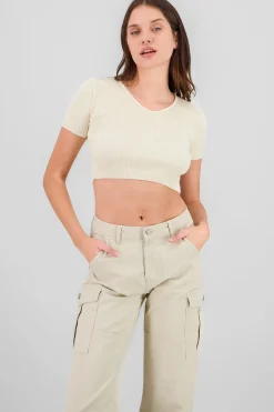Shasa Short Sleeve Knit V-Neck Top