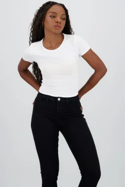 Shasa Short Sleeve Lace Neck Top