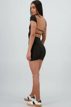 Shasa Short Sleeve Mini Dress with Open Back