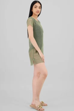 Shasa Short Sleeve Mini Red Beach Cover Up