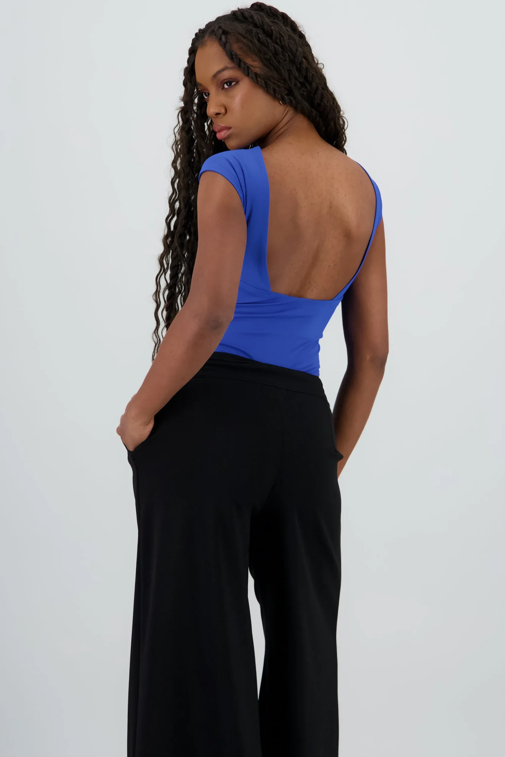 Shasa Short Sleeve Open Back Bodysuit