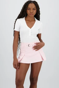 Shasa Short Sleeve Polo Neck Bodysuit