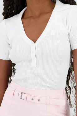 Shasa Short Sleeve Polo Neck Bodysuit