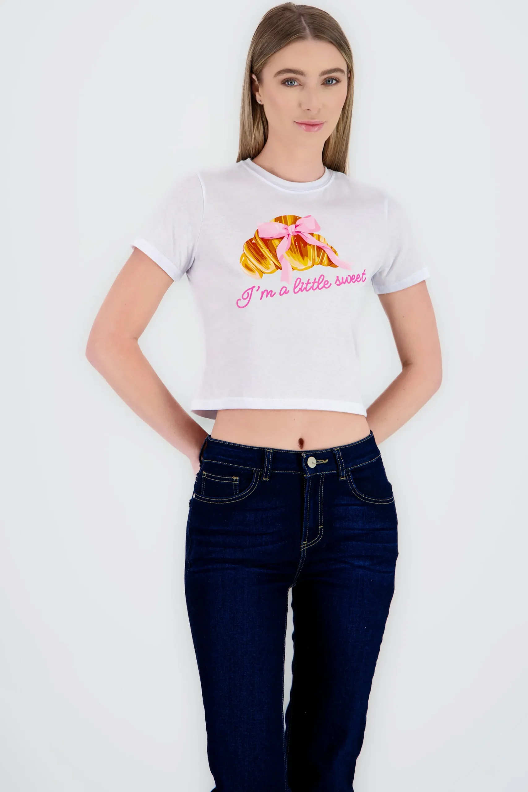 Shasa Short Sleeve Printed Croissant Top