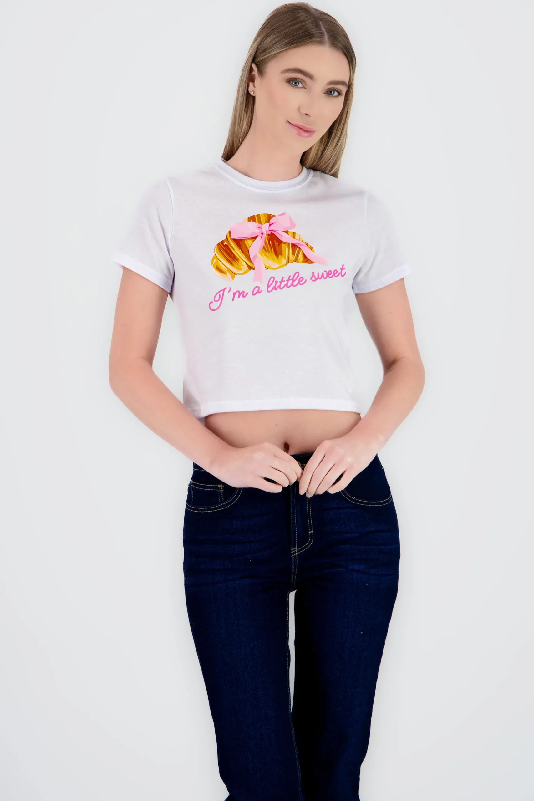 Shasa Short Sleeve Printed Croissant Top