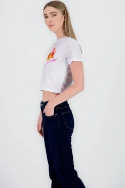 Shasa Short Sleeve Printed Croissant Top