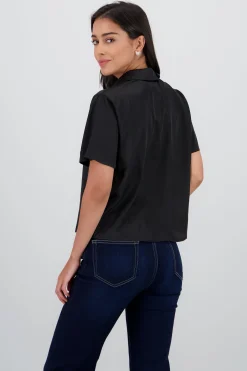 Shasa Short Sleeve Satin Shirt