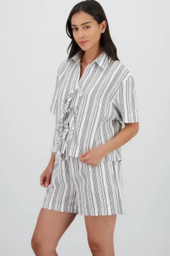 Shasa Short Sleeve Shirt with Bow Details