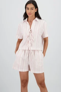 Shasa Short Sleeve Shirt with Bow Details