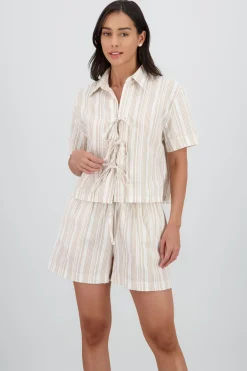 Shasa Short Sleeve Shirt with Bow Details