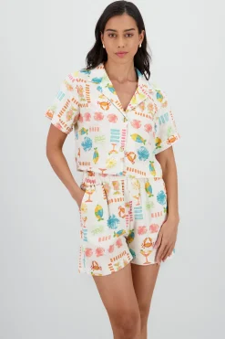 Shasa Short Sleeve Shirt with Printed
