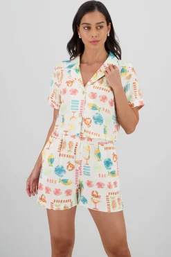 Shasa Short Sleeve Shirt with Printed