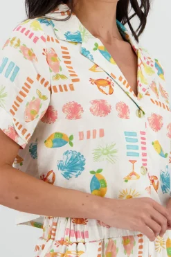 Shasa Short Sleeve Shirt with Printed