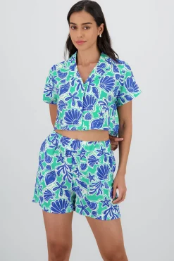 Shasa Short Sleeve Shirt with Seashell Print