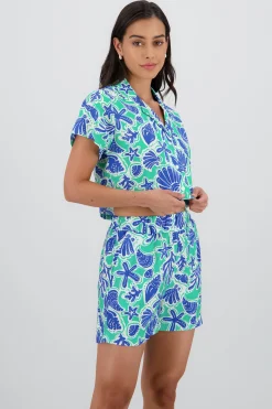 Shasa Short Sleeve Shirt with Seashell Print