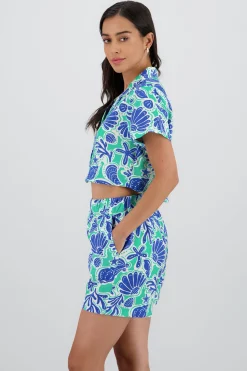 Shasa Short Sleeve Shirt with Seashell Print