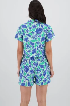 Shasa Short Sleeve Shirt with Seashell Print