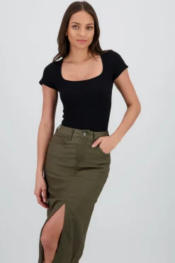 Shasa Short Sleeve Square Neck Bodysuit