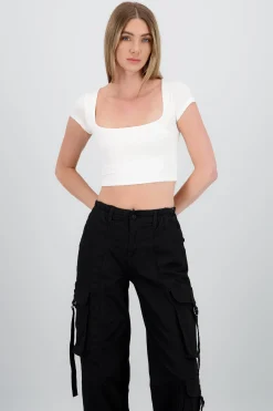 Shasa Short Sleeve Square Neck Top