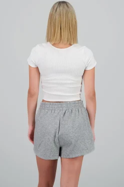 Shasa Short Sleeve Square Neck Buttoned Top