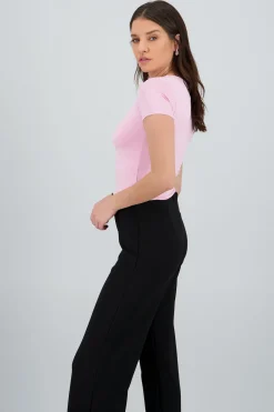 Shasa Short Sleeve Square Neckline Top