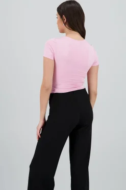 Shasa Short Sleeve Square Neckline Top