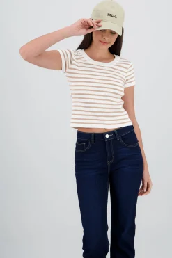 Shasa Short Sleeve Striped Knit Top