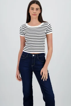 Shasa Short Sleeve Striped Knit Top