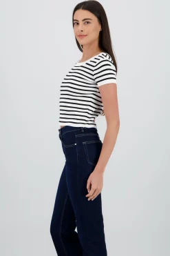 Shasa Short Sleeve Striped Knit Top