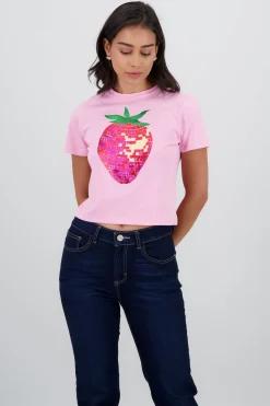 Shasa Short Sleeve T Shirt with Strawberry Foil Print