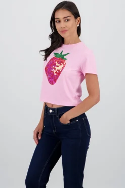 Shasa Short Sleeve T Shirt with Strawberry Foil Print