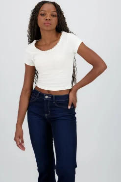Shasa Short Sleeve T Shirt with Lace and Bow detail