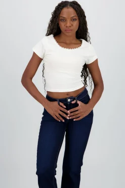 Shasa Short Sleeve T Shirt with Lace and Bow detail