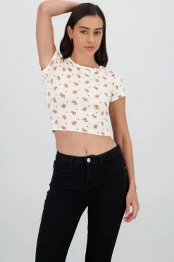 Shasa Short Sleeve Top in Pointelle Fabric