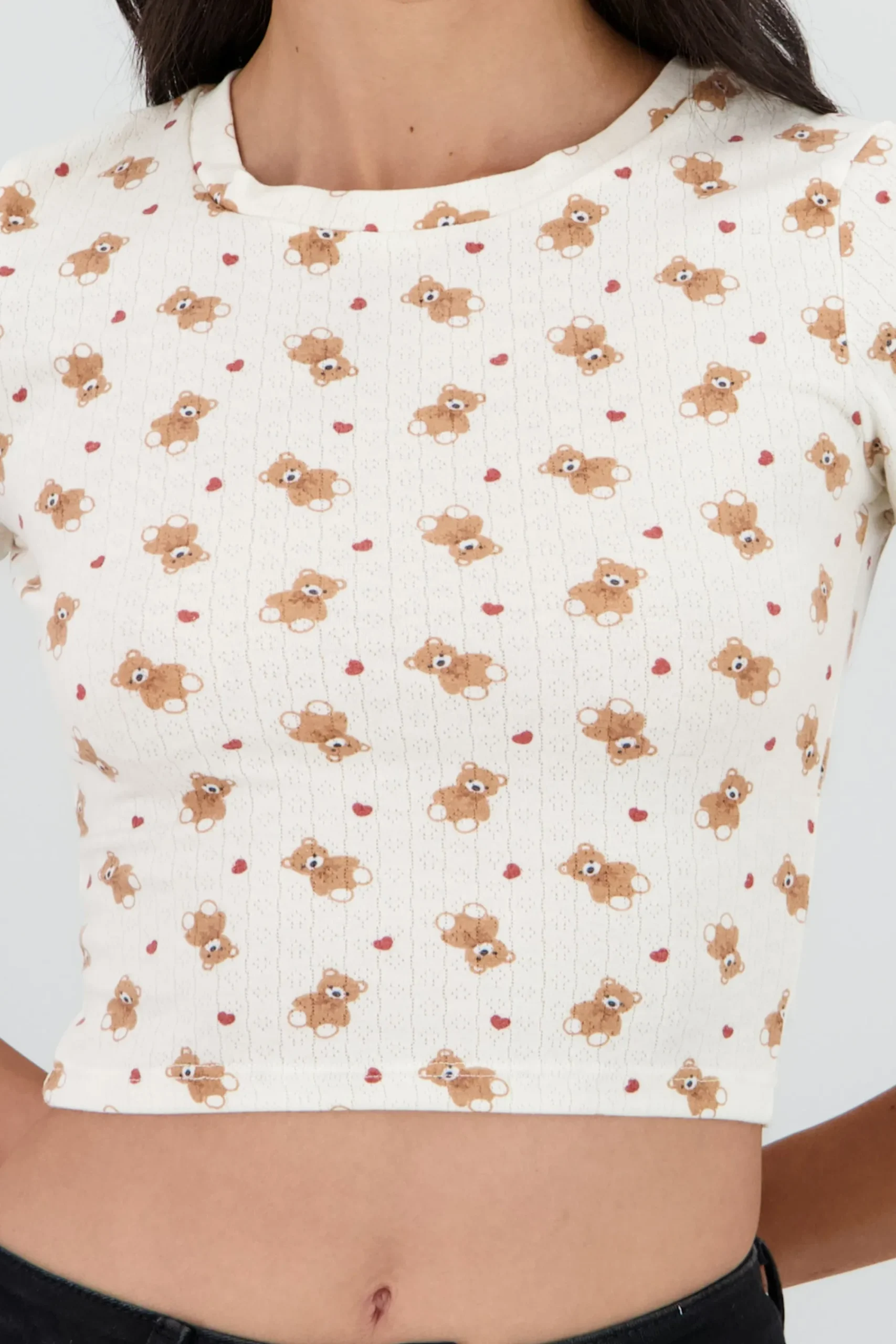 Shasa Short Sleeve Top in Pointelle Fabric