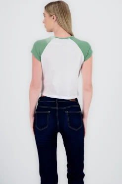 Shasa Short Sleeve Top with NY Contrast
