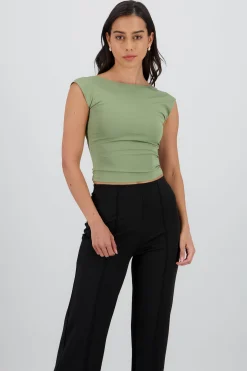 Shasa Short Sleeve Top with Open Back Neckline