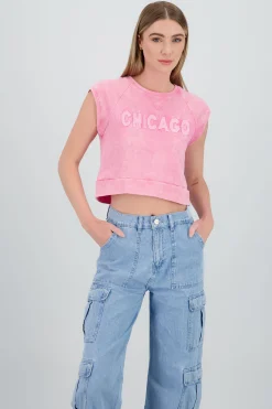 Shasa Short Sleeve Top with Patch Detail