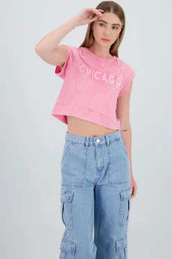 Shasa Short Sleeve Top with Patch Detail