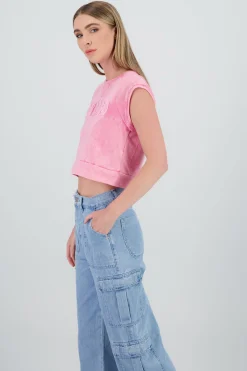 Shasa Short Sleeve Top with Patch Detail