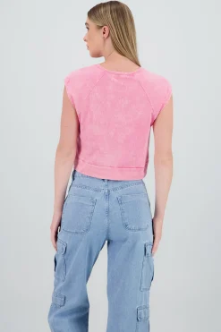 Shasa Short Sleeve Top with Patch Detail