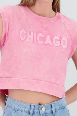 Shasa Short Sleeve Top with Patch Detail