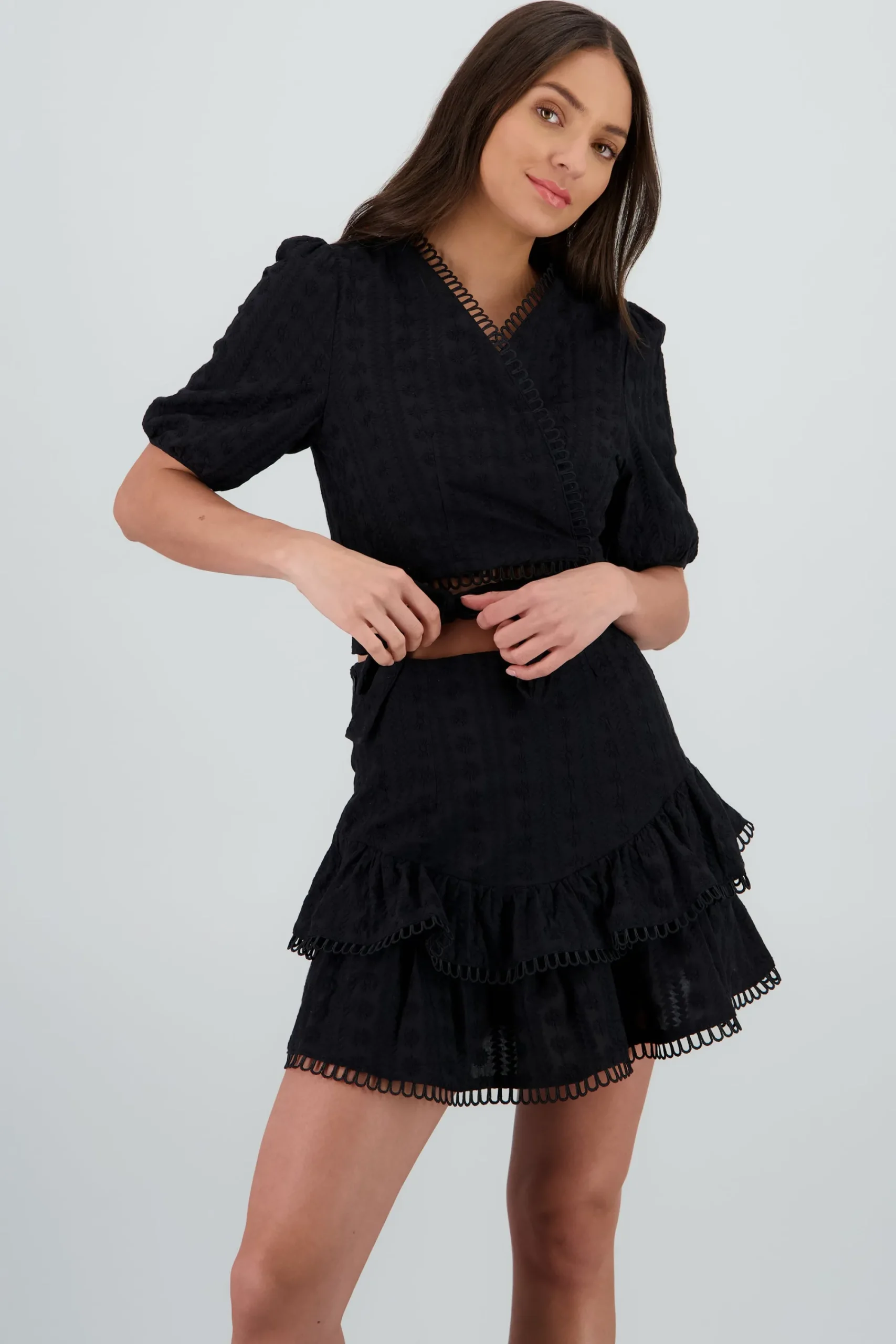 Shasa Short Sleeve Top with Texture Detail