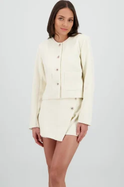 Shasa Short Textured Blazer with Buttons