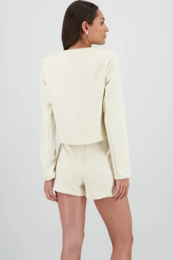 Shasa Short Textured Blazer with Buttons