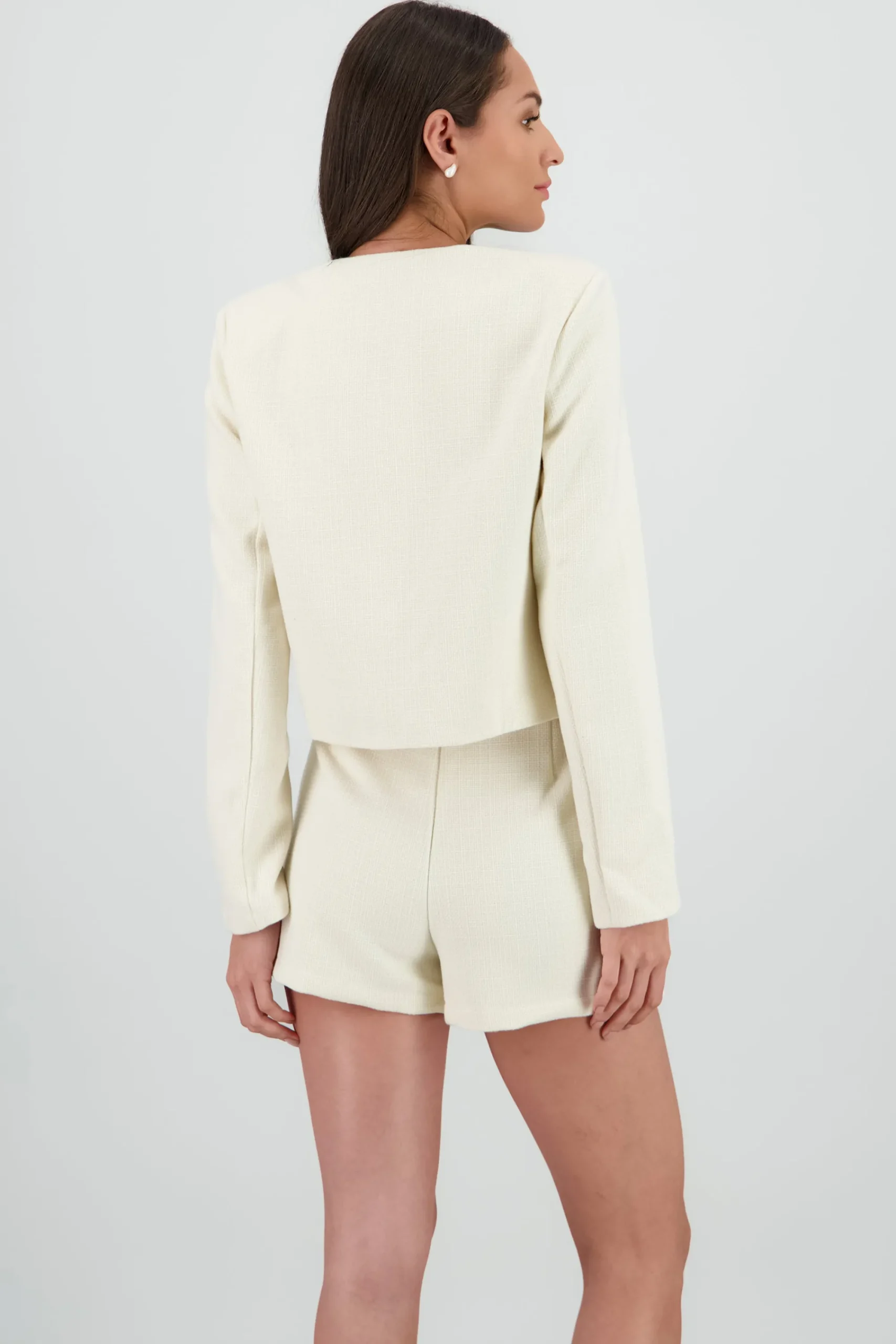 Shasa Short Textured Blazer with Buttons